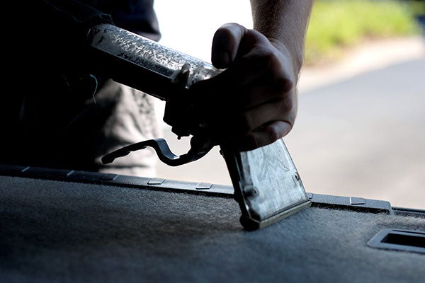 vacuuming inside of car